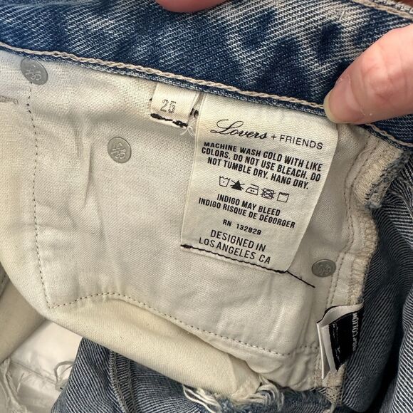 Lovers & Friends Axel Jean Distressed Cut Off High Rise Short Conrad Wash 25 - Picture 11 of 16